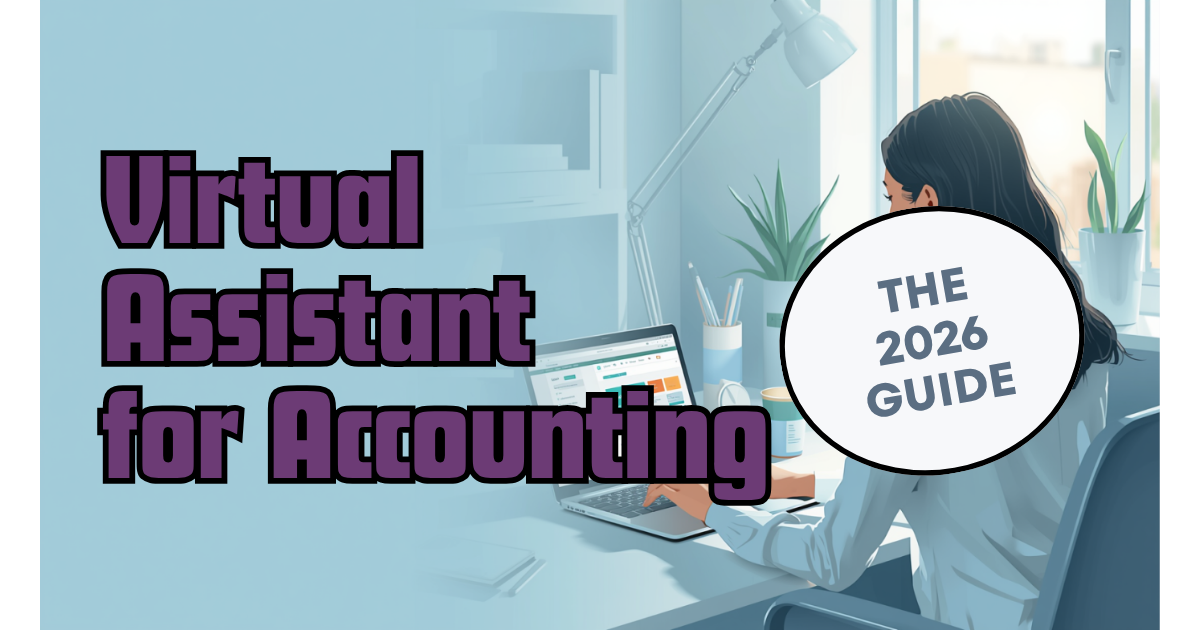 An offshore virtual assistant working remotely on accounting tasks for a CPA firm, with QuickBooks open and a checklist of AP/AR and reconciliation tasks visible.